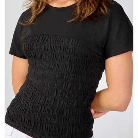 ATM Anthony Thomas Melillo Fitted Black Smocked Tee - Picture 3 of 13